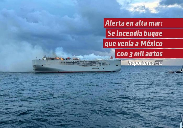 Alerta en alta mar: Se incendia buque que venía a México con 3 mil autos