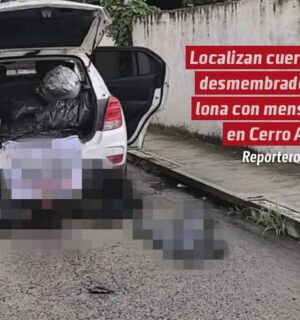 Localizan cuerpos desmembrados y lona con mensaje