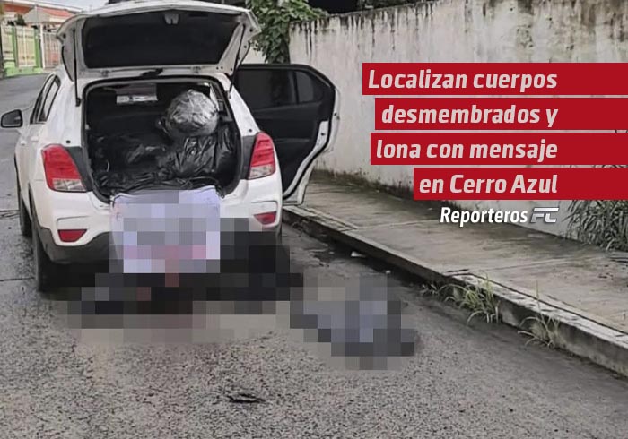 Localizan cuerpos desmembrados y lona con mensaje