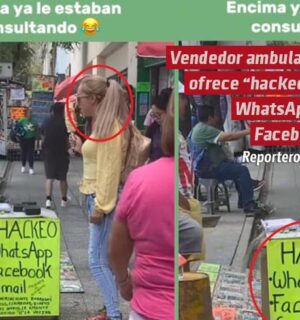 Vendedor ambulante ofrece “hackeo de WhatsApp y Facebook” desde un puesto callejero y se vuelve viral