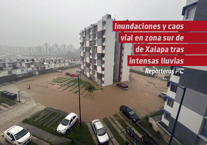 Inundaciones y caos vial en zona sur de Xalapa tras intensas lluvias