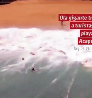  VIDEO | Ola gigante traga a turistas en playa de Acapulco