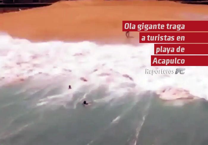  VIDEO | Ola gigante traga a turistas en playa de Acapulco