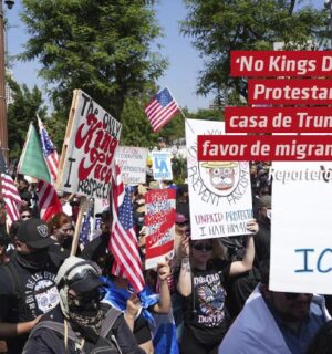 ‘No Kings Day’: Protestan afuera de la casa de Trump a favor de migrantes