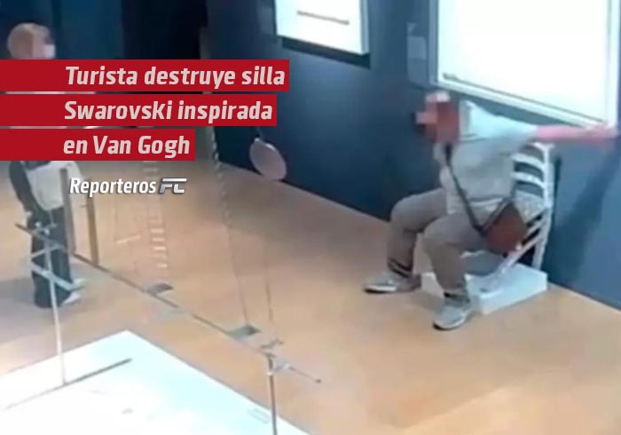 Turista destruye silla Swarovski inspirada en Van Gogh al sentarse para una foto