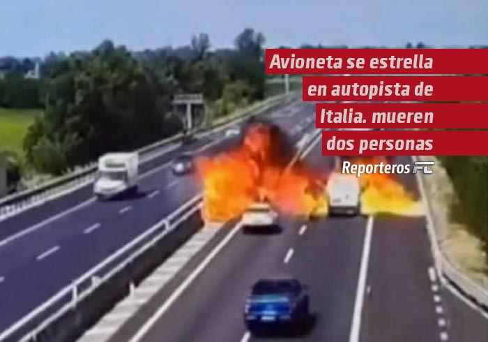 Avioneta se estrella en autopista de Italia; mueren dos personas