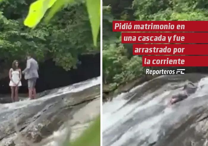 Pidió matrimonio en una cascada y fue arrastrado por la corriente