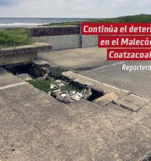 Continúa el deterioro en el Malecón de Coatzacoalcos