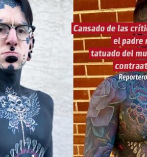 Cansado de las críticas, el padre más tatuado del mundo contraataca