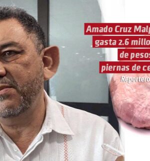 Amado Cruz Malpica gasta 2.6 millones de pesos en piernas de cerdo, para su personal de confianza