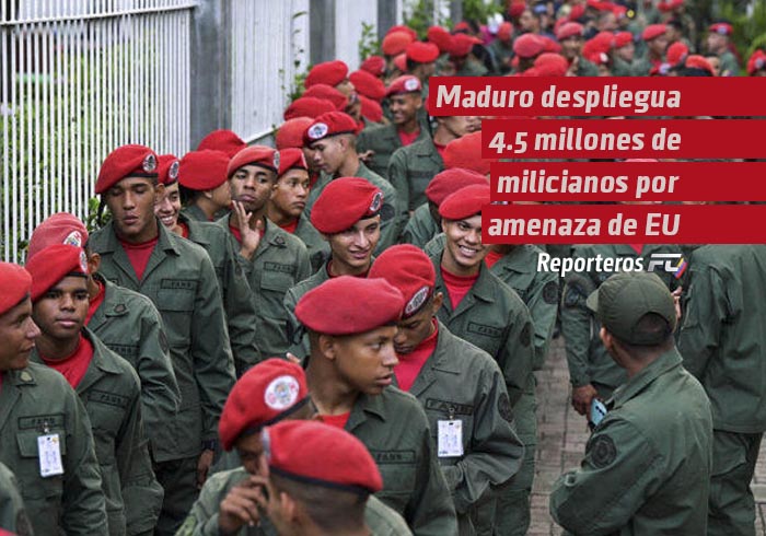 Maduro anuncia despliegue de 4.5 millones de milicianos
