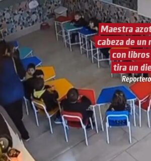 Maestra azota en la cabeza a un niño de 4 años con los libros y le tira un diente