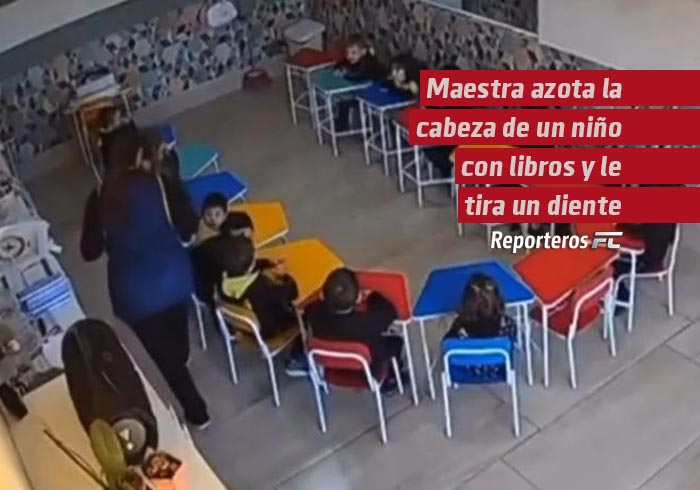 Maestra azota en la cabeza a un niño de 4 años con los libros y le tira un diente