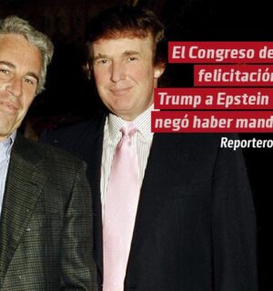 El Congreso de EU publica la felicitación con el dibujo de una mujer desnuda que Trump envió a Epstein y negó haber mandado