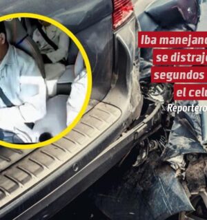 Iba manejando y se distrajo 30 segundos con el celular, choca y todo queda grabado en VIDEO