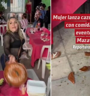 Mujer lanza cazuela con comida en evento en Mazatlán