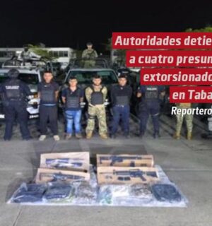 Autoridades detienen a cuatro presuntos extorsionadores en Tabasco