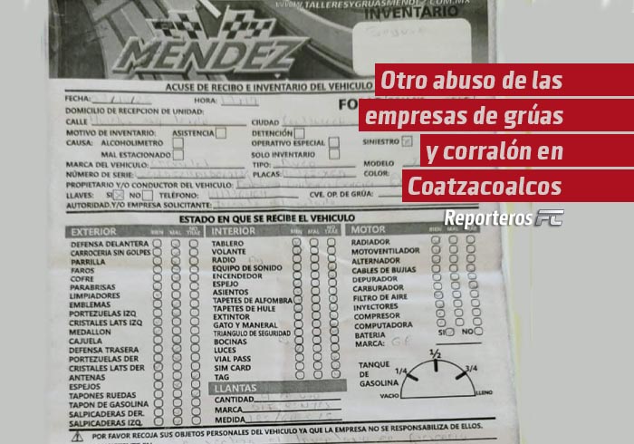 Otro abuso de las empresas de grúas y corralón en Coatzacoalcos