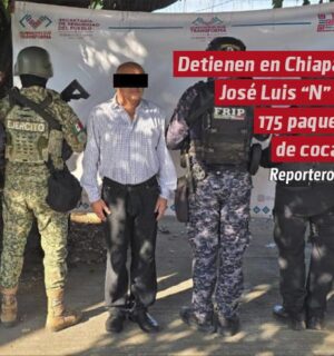 Detienen en Chiapas a José Luis “N” con 175 paquetes de cocaína en vehículo con placas diplomáticas falsas