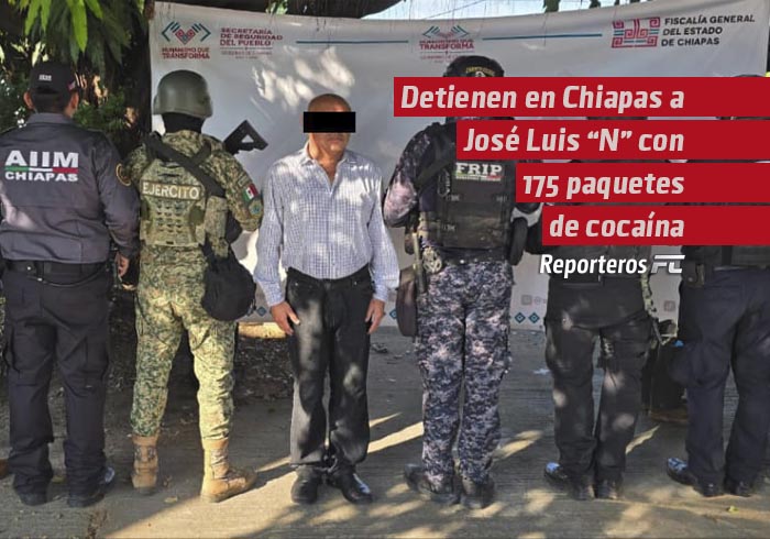 Detienen en Chiapas a José Luis “N” con 175 paquetes de cocaína en vehículo con placas diplomáticas falsas