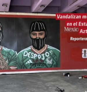 Vandalizan mural en el Estadio Azteca como protesta anti-FIFA