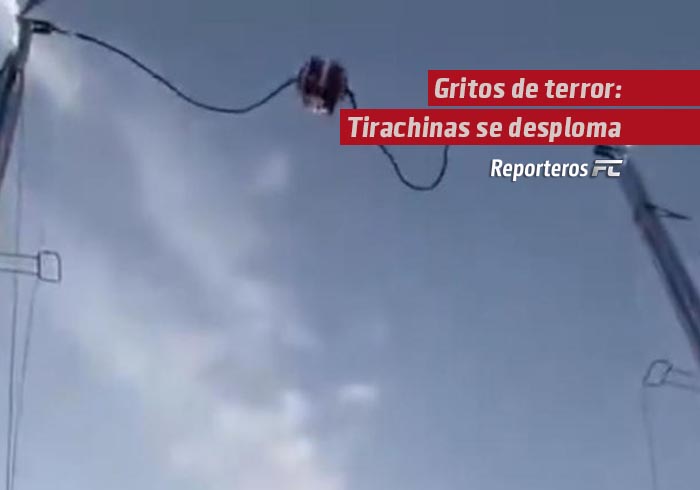 Gritos de terror: El momento exacto en que el ‘tirachinas’ de la Feria de Sevilla falla