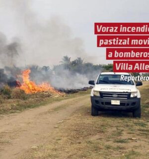 Voraz incendio de pastizal moviliza a bomberos en Villa Allende