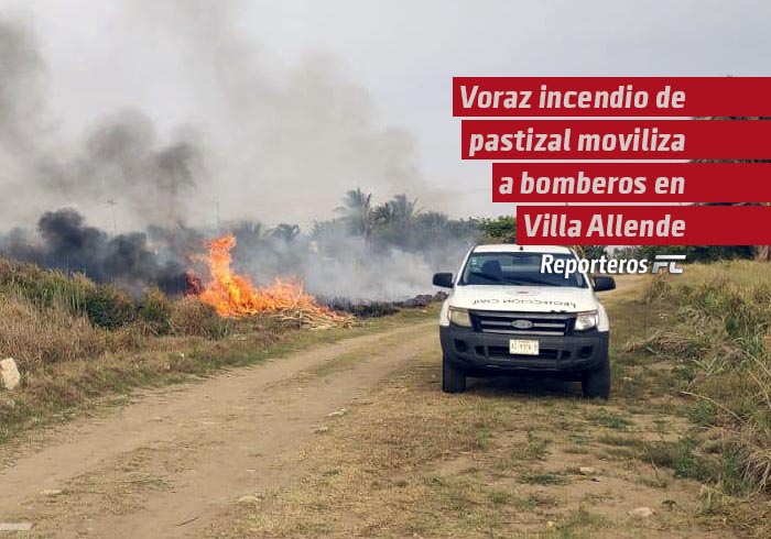 Voraz incendio de pastizal moviliza a bomberos en Villa Allende