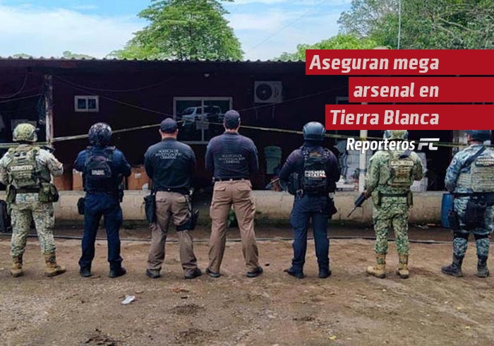 Aseguran mega arsenal en Tierra Blanca, Veracruz