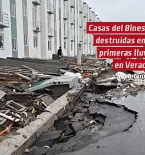 Lluvias dañan banquetas y carpeta asfáltica de Casas del Bienestar en Veracruz