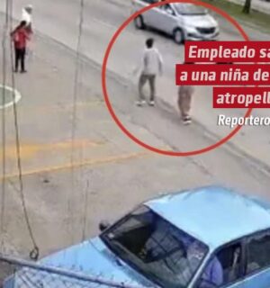 Empleado se vuelve VIRAL tras salvar a niña de ser atropellada en Puebla