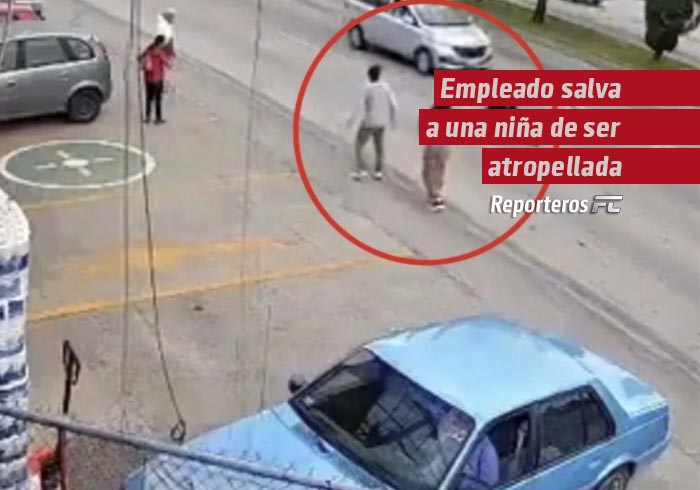 Empleado se vuelve VIRAL tras salvar a niña de ser atropellada en Puebla